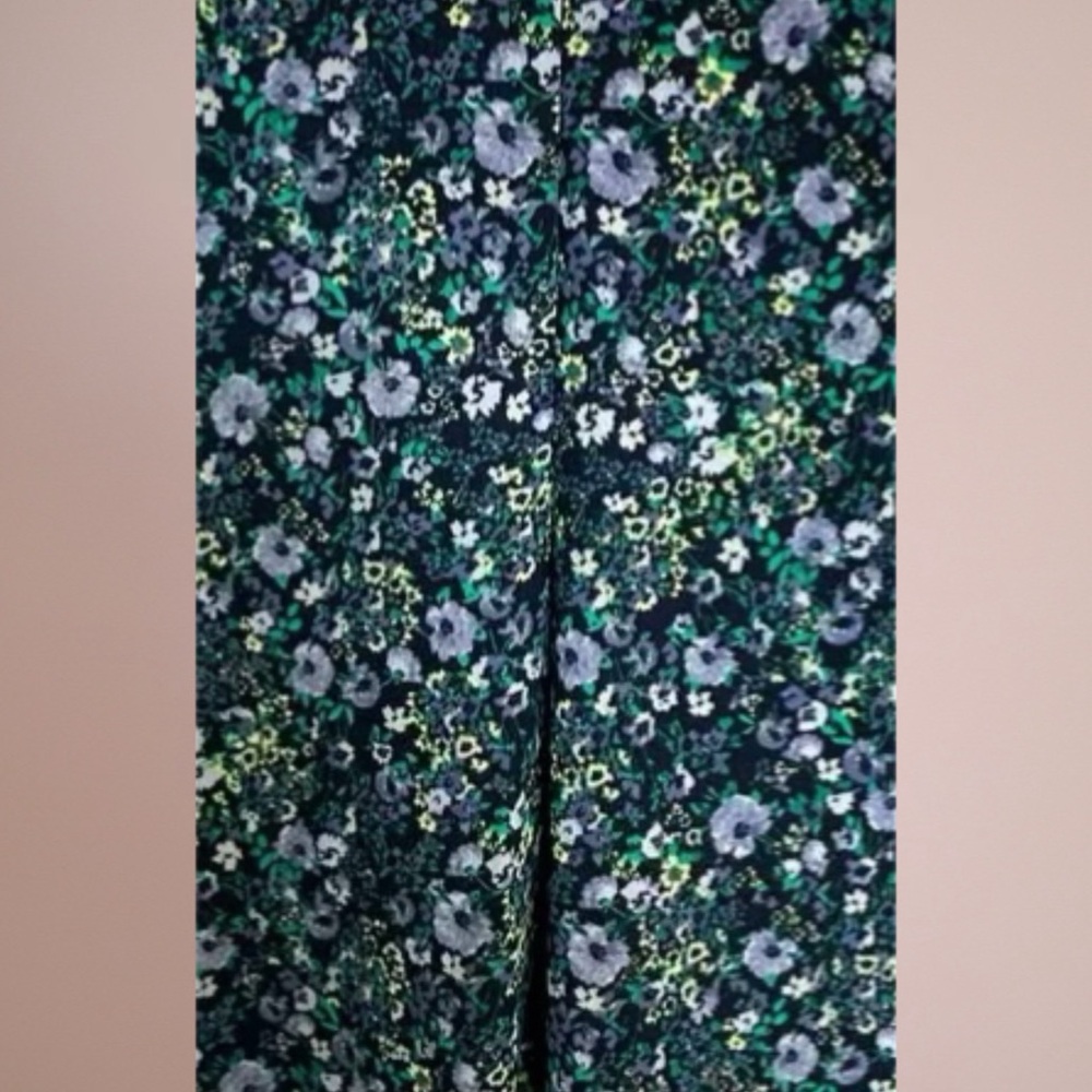 LOFT Floral Ankle Pants - Green and Black